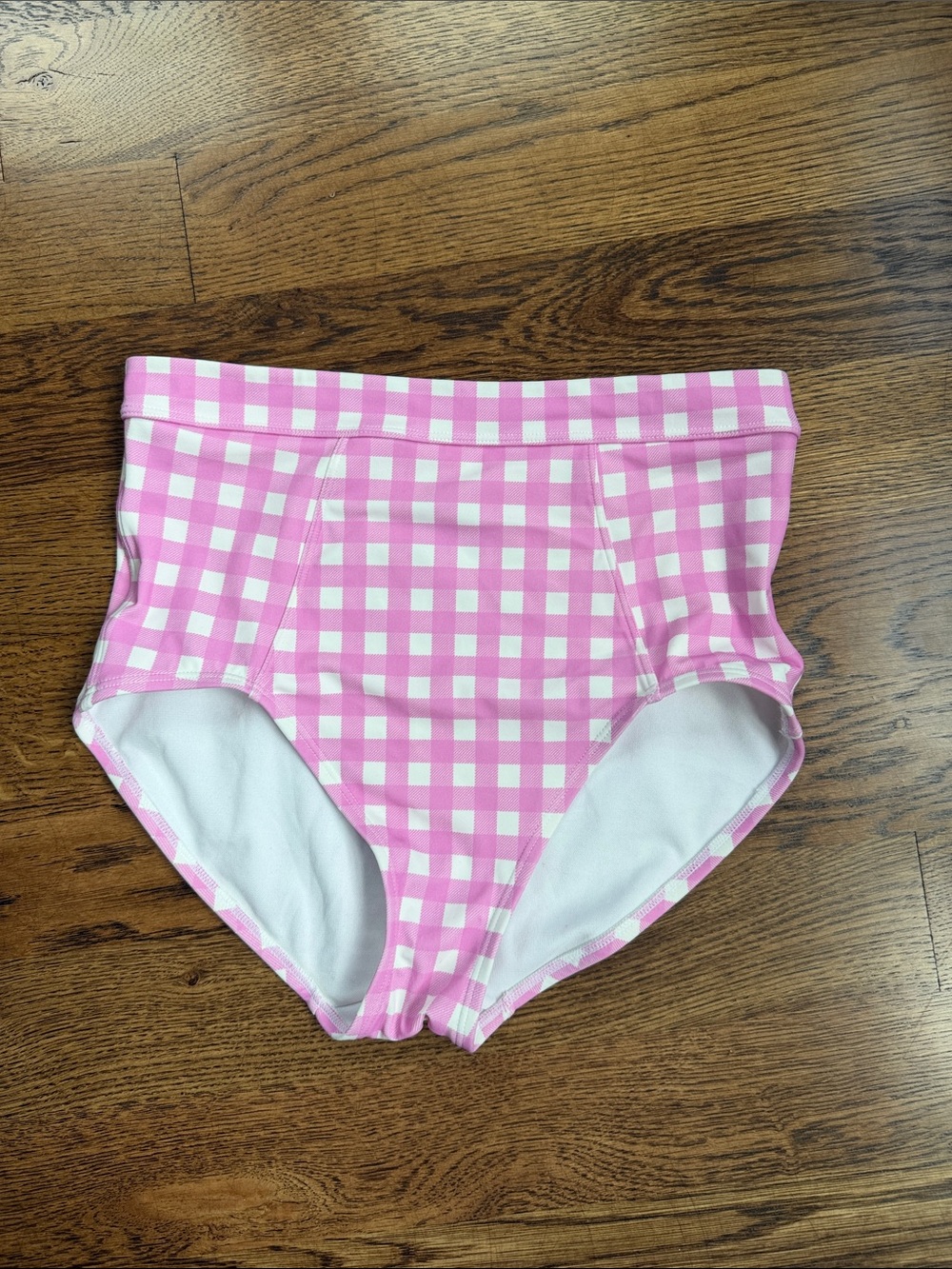 Medium Pink & White Gingham Swim Bottoms